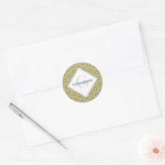 Personalised Geometric Warm Neutrals Hexagons Classic Round Sticker