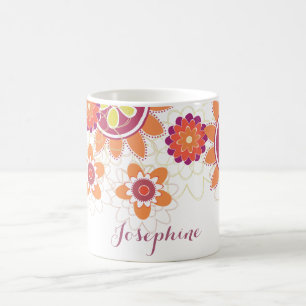 Personalised Geometrical Retro Flowers mug