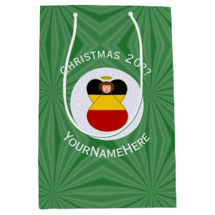 Personalised German Angel Christmas Flag Medium Gift Bag