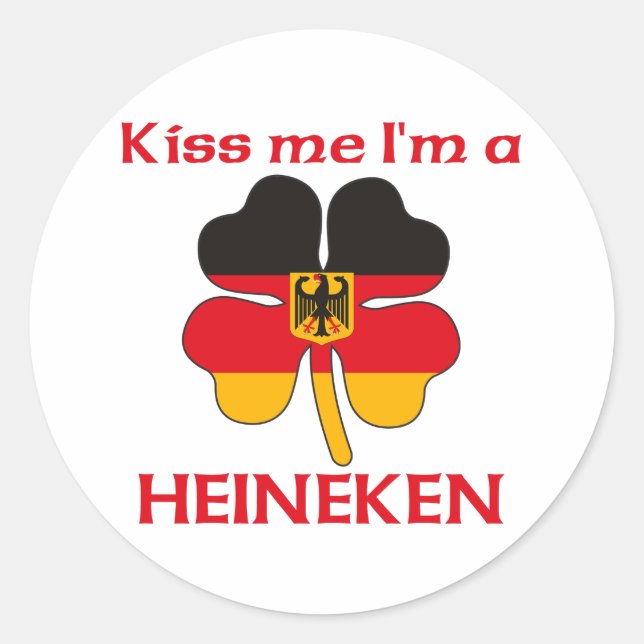 Personalised German Kiss Me I'm Heineken Classic Round Sticker (Front)