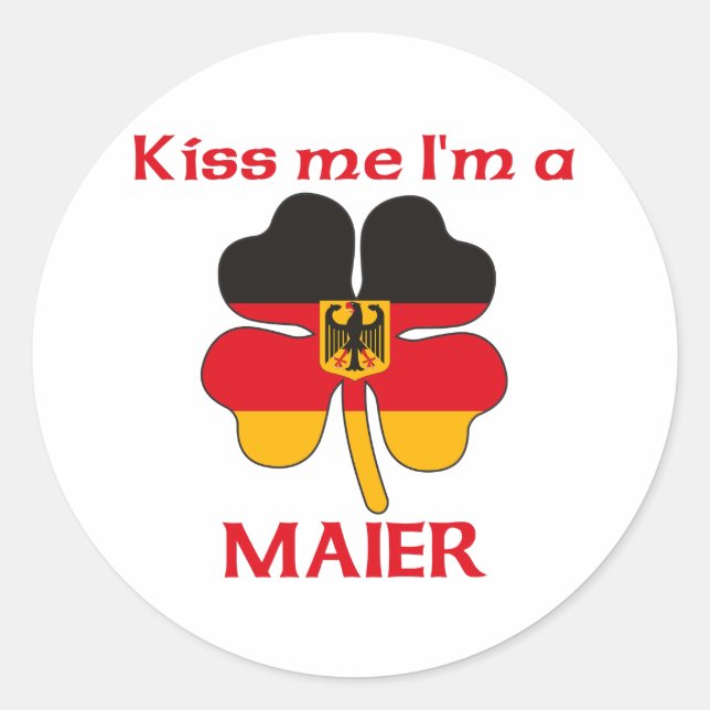Personalised German Kiss Me I'm Maier Classic Round Sticker (Front)