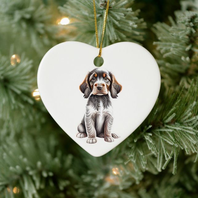Personalised German Longhaired Pointer Puppy Ceramic Tree Decoration (Tree)