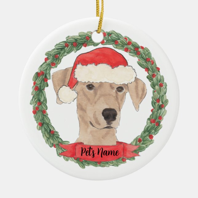 Personalised German Pinscher Christmas Ceramic Tree Decoration (Front)
