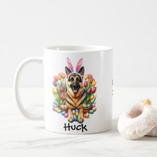 Personalised German Shephard Easter Bunny Coffee Mug