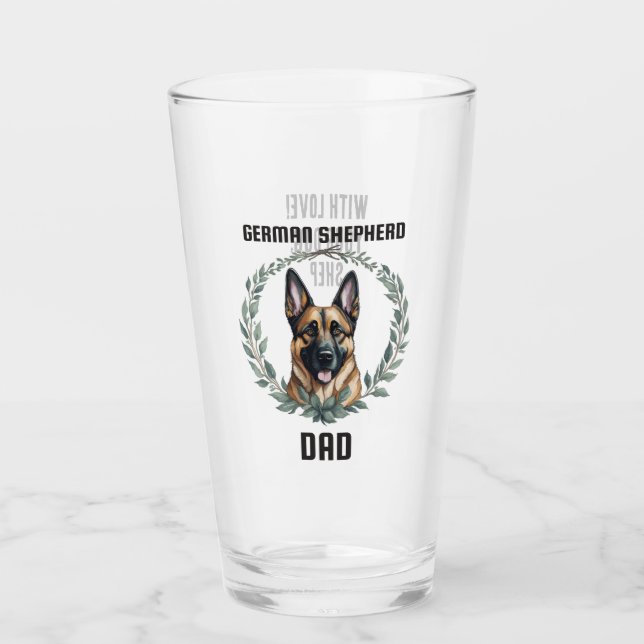 Personalised German Shepherd Dad Glass (Front)