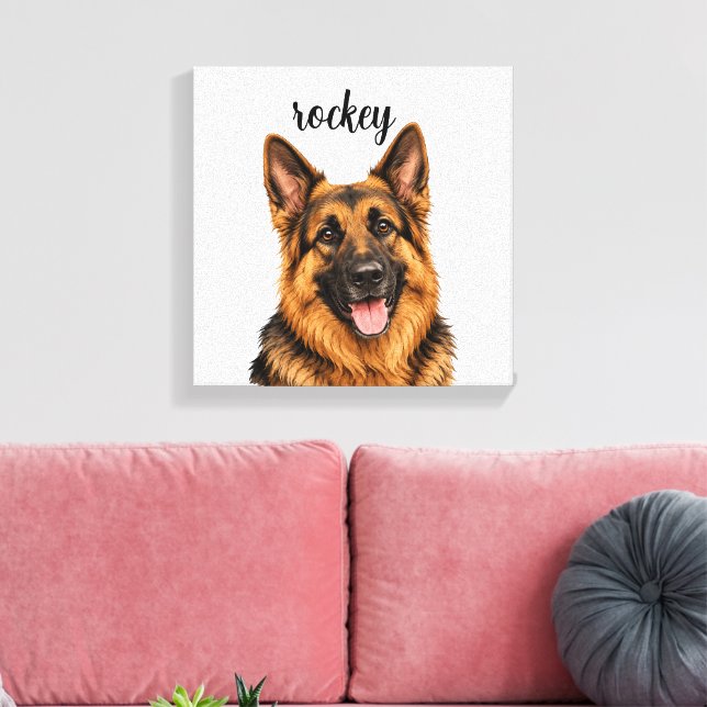 Personalised German Shepherd Dog Canvas Print (Insitu(LivingRoom))