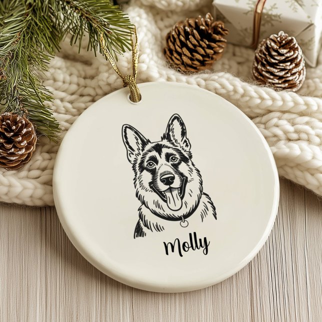 Personalised German Shepherd Dog Christmas Ceramic Tree Decoration (Creator Uploaded)