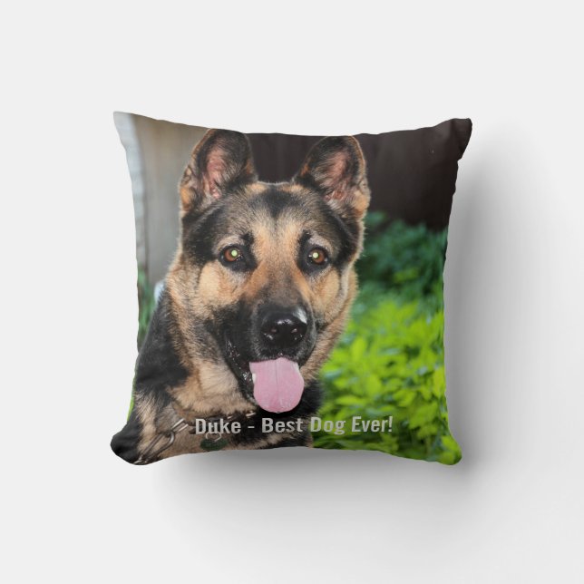 Personalised German Shepherd Dog Photo, Dog Name Cushion (Front)