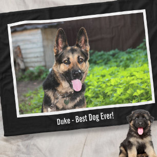 Personalised German Shepherd Dog Photo, Dog Name Fleece Blanket
