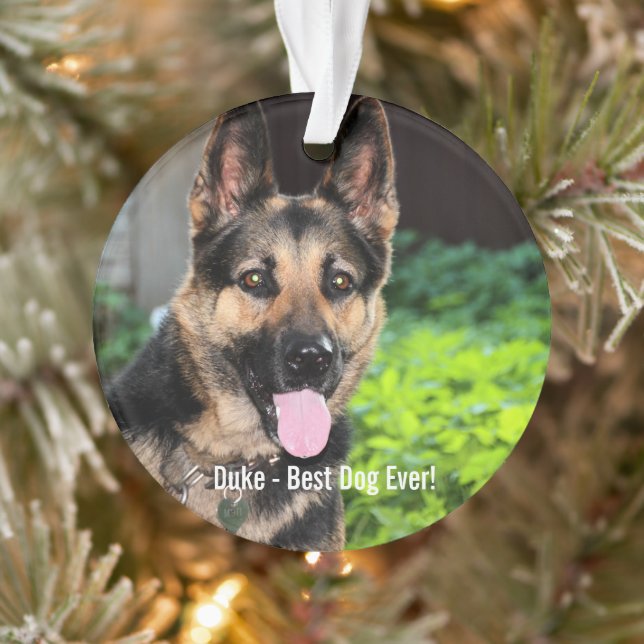 Personalised German Shepherd Dog Photo, Dog Name Ornament (Tree)
