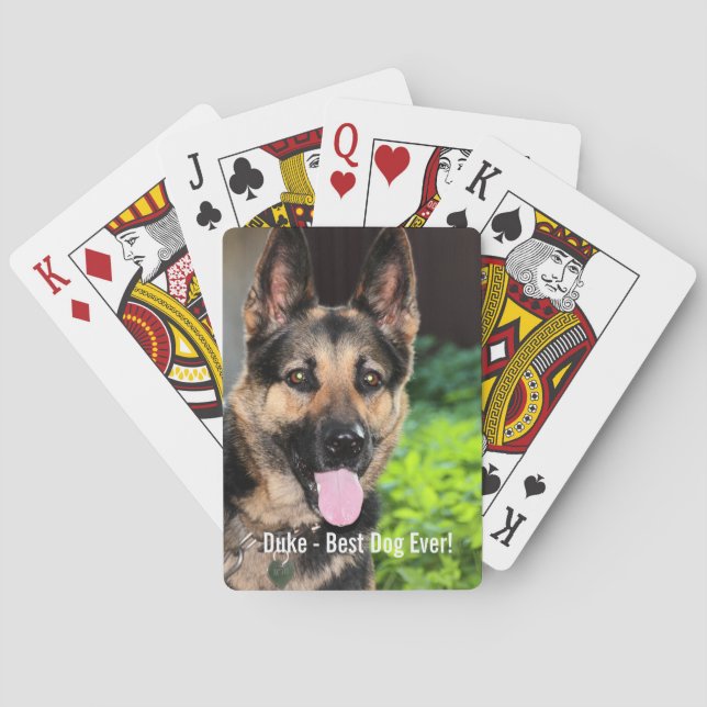 Personalised German Shepherd Dog Photo, Dog Name Playing Cards (Back)