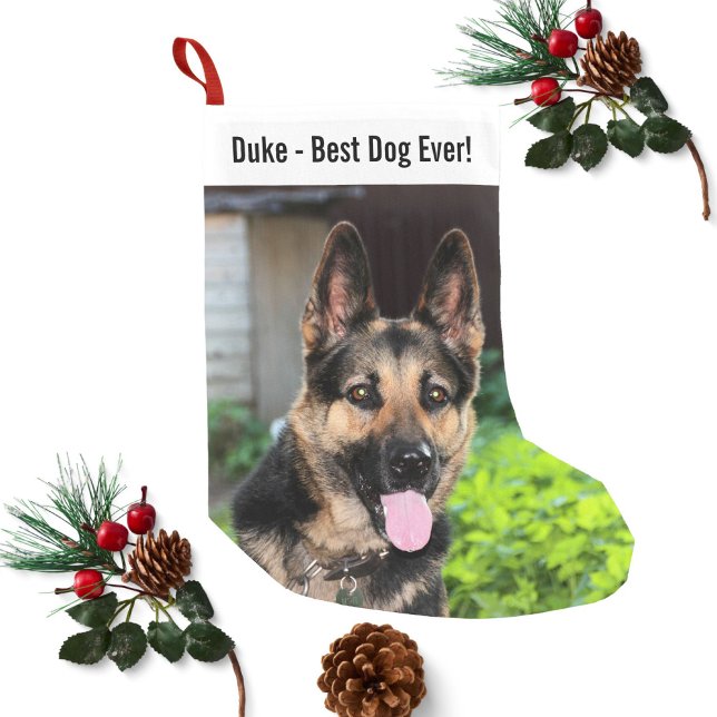 Personalised German Shepherd Dog Photo, Dog Name Small Christmas Stocking (Creator Uploaded)