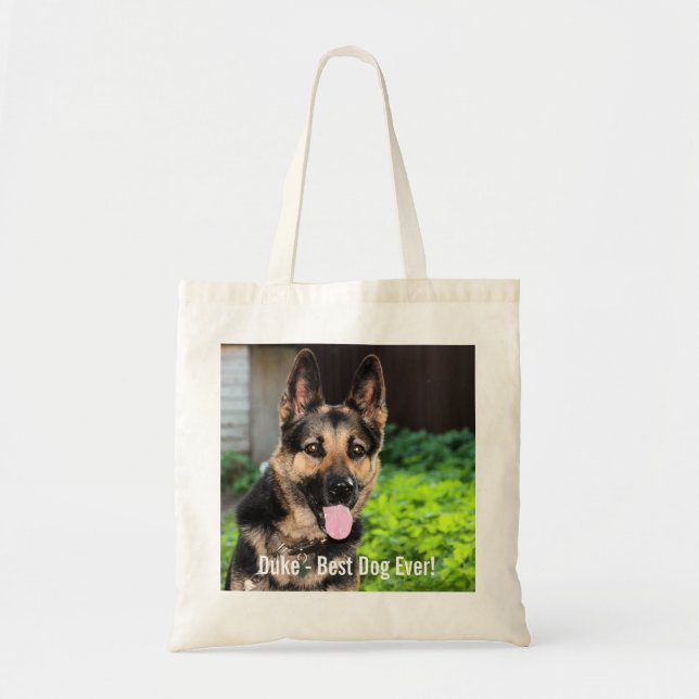 Personalised German Shepherd Dog Photo, Dog Name Tote Bag (Front)