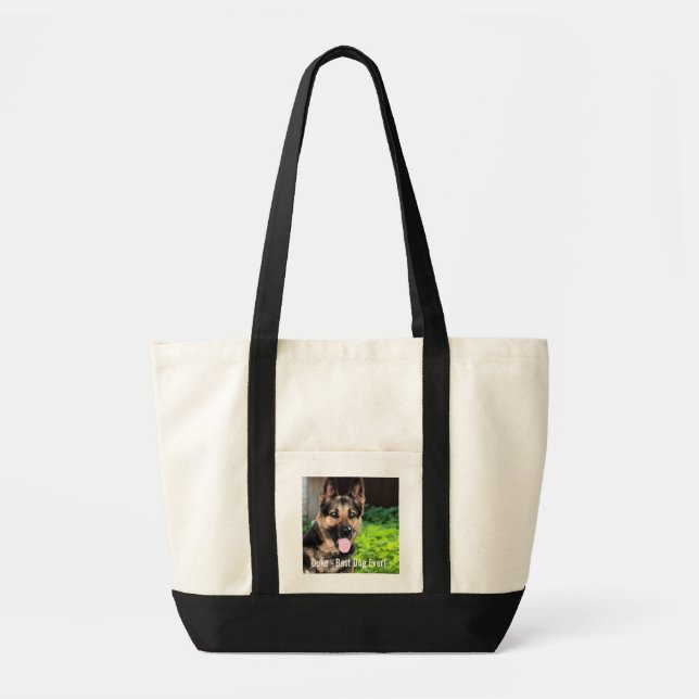 Personalised German Shepherd Dog Photo, Dog Name Tote Bag (Front)