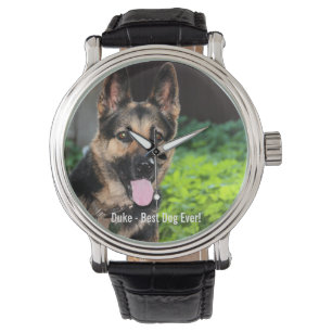 Personalised German Shepherd Dog Photo, Dog Name Watch