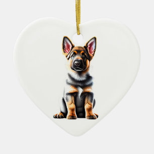 Personalised German Shepherd Dog Puppy Ceramic Tree Decoration