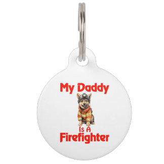 Personalised German Shepherd Firefighter Daddy Pet Tag
