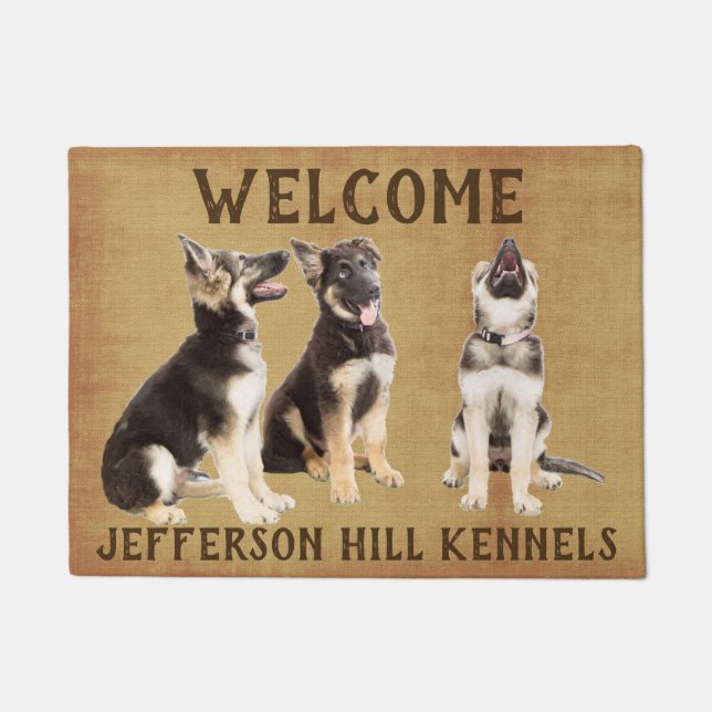 Personalised German Shepherd Puppies Doormat (Front)