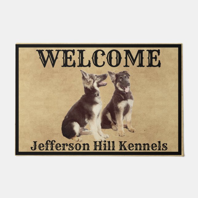 Personalised German Shepherd Puppies Doormat (Front)