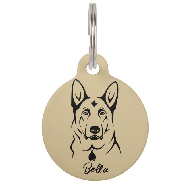 Personalised German Shepherd Round Pet Tag (Front)