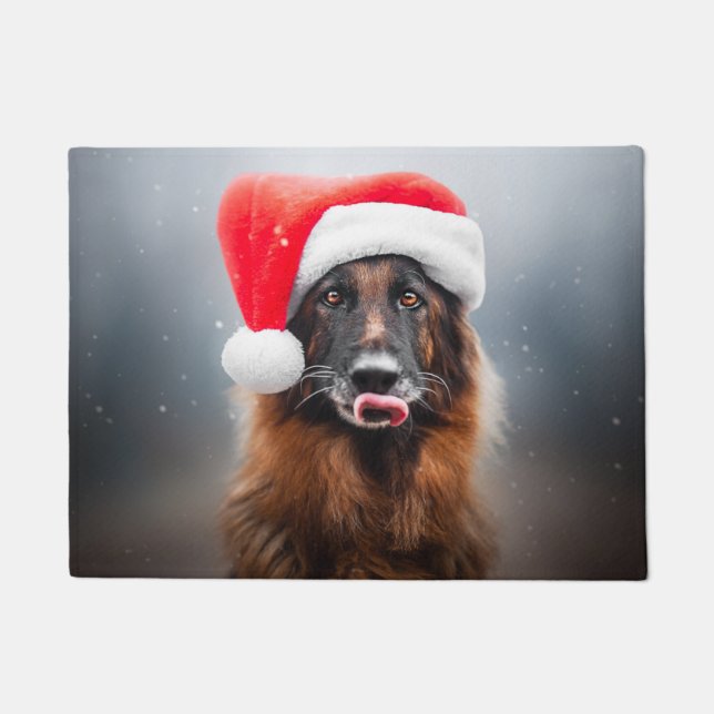 Personalised German Shepherd Santa Doormat (Front)