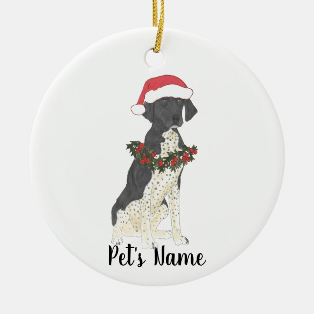 Personalised German Shorthaired Pointer (Black) Ceramic Tree Decoration (Front)