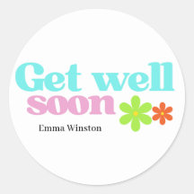 Personalised get well soon message floral white