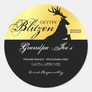 Personalised "Gettin Blitzen" Holiday Moonshine  C Classic Round Sticker