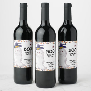 Personalised Ghost Happy Halloween  Wine Label
