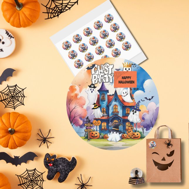 Personalised Ghost Party Kids Halloween  Classic Round Sticker (Creator Uploaded)