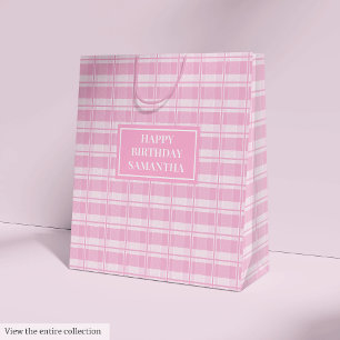 Personalised Gift Bag Classic Pink Plaid Accent