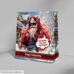 Personalised Gift Bag Cool Santa Claus Holiday