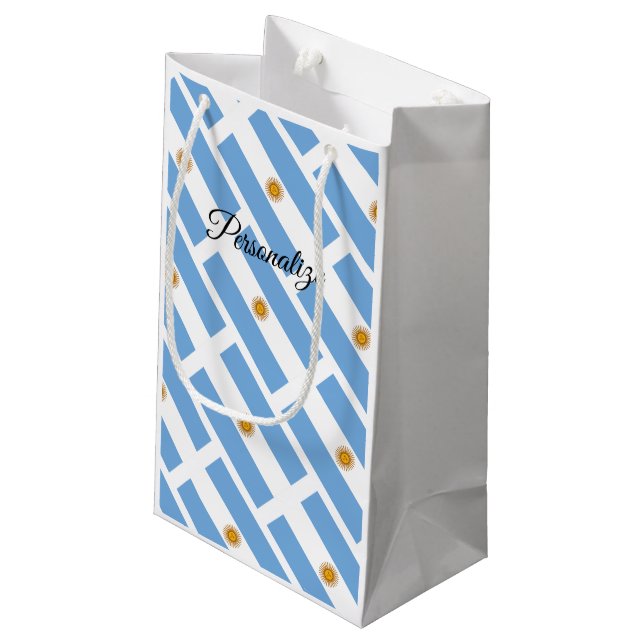 Personalised gift bags with Argentina country flag (Back Angled)