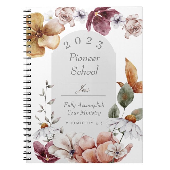 Personalised gift for 2023 JW pioneer Notebook (Front)