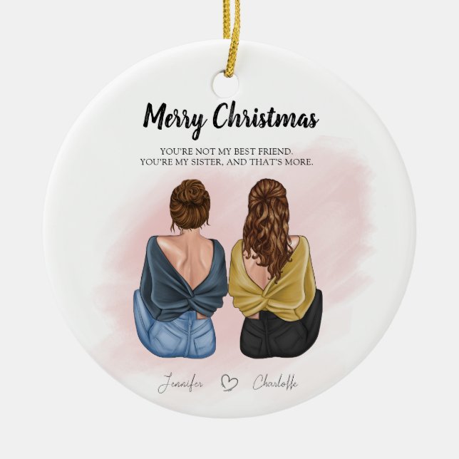 Personalised gift for best friend - BFF Ceramic Tree Decoration (Front)
