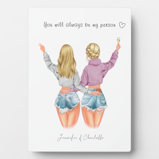 Personalised gift for best friend - Lightly colour Plaque (Front)