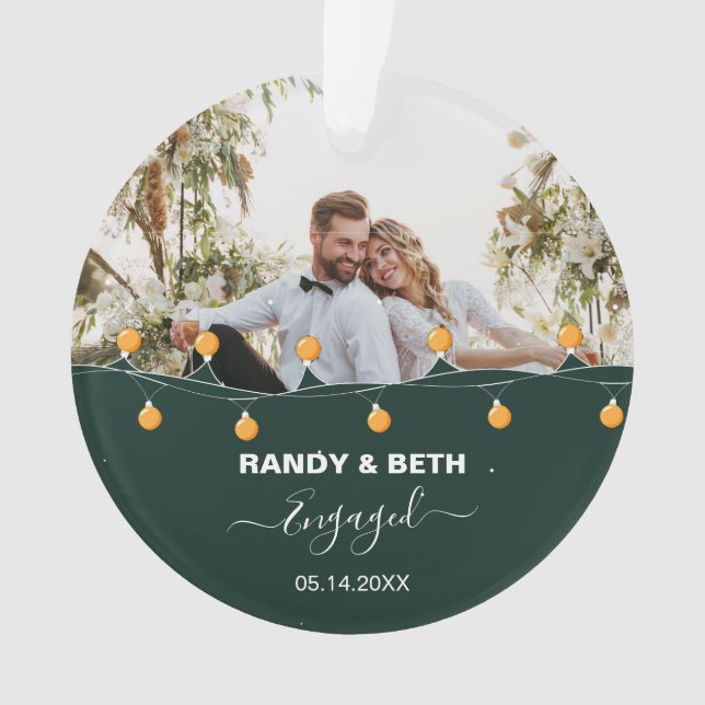 Personalised Gift For Couple Engaged 2023 Ornament (Front)