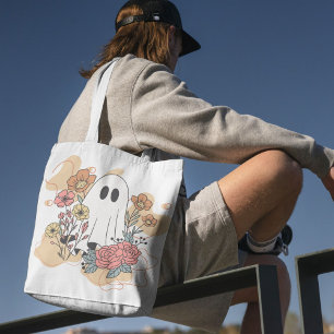 Personalised gift for her Cute cartoon white ghost Tote Bag