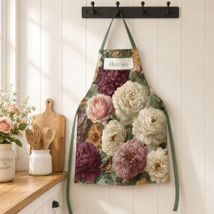 Personalised Gift for Her Elegant Purple Floral Apron