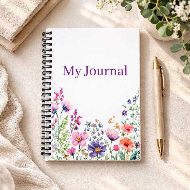 Personalised Gift for Her Wildflower  Notebook (Creator Uploaded)