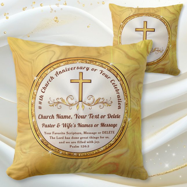 Personalised, Gift for Pastor and Wife, Christian Cushion (Gift for Pastor and Wife Anniversary. Church anniversary ideas. Personalized Christian Pillow. Bible)