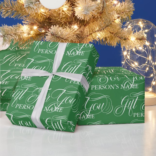 Personalised Gift For You Retro Typography Pattern Wrapping Paper (Holidays)