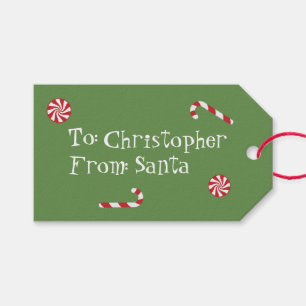 Personalised Gift From Santa Christmas Candy Green Tags