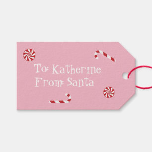 Personalised Gift From Santa Christmas Candy Pink Gift Tags