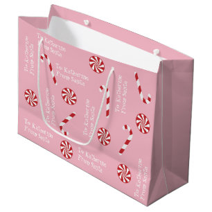 Personalised Gift From Santa Christmas Candy Pink Large Gift Bag