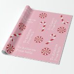 Personalised Gift From Santa Christmas Candy Pink Wrapping Paper<br><div class="desc">Personalised gift from Santa in pink,  red and white.</div>