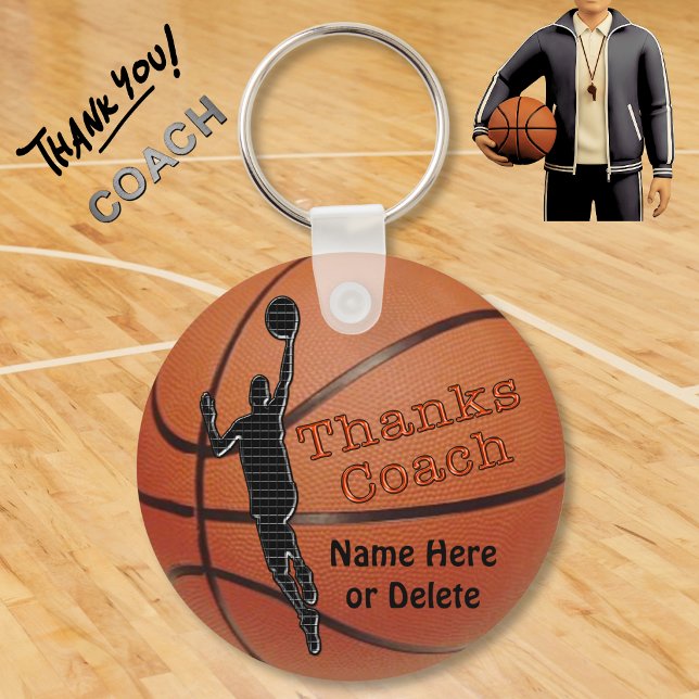 Personalised Gift Ideas for Basketball Coach Key Ring (Cheap basketball coach gifts. Thank you basketball coach. Boys basketball coach gift ideas. Keychain)