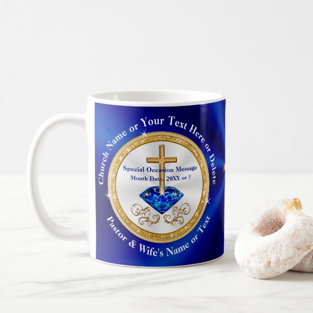 Personalised, Gift Ideas for Pastor and Wife Coffee Mug (With Donut)
