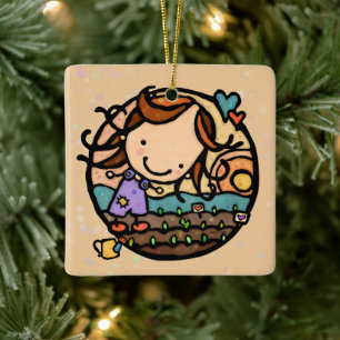 Personalised Gift Loves Gardening Nature Girl Ceramic Ornament
