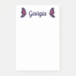 Personalised gift, name butterfly wings post-it notes